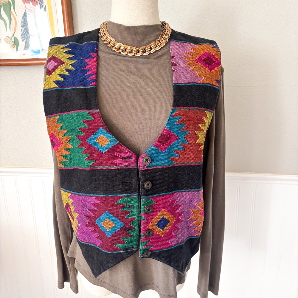 Vintage Southwestern Tapestry Vest - Small